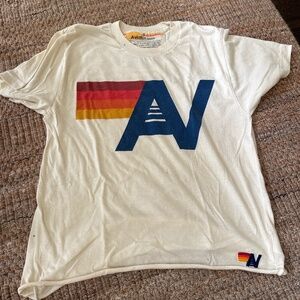 AVIATOR NATION Women's Logo Boyfriend Tee Size small crème color